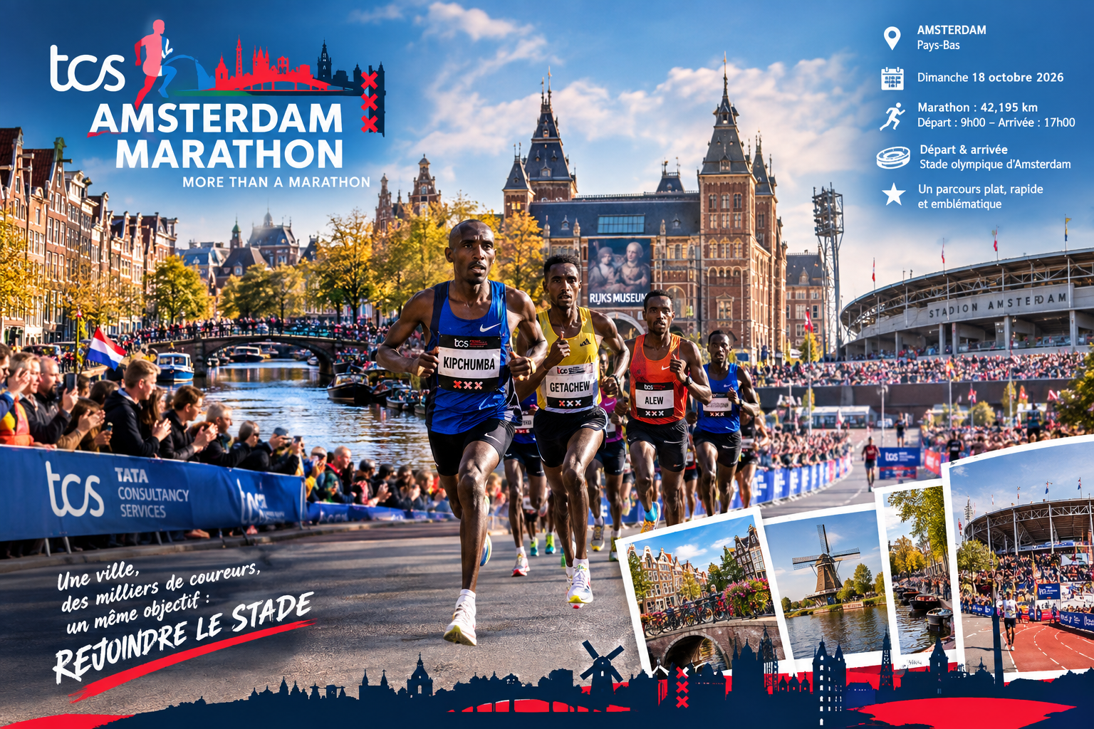 Le marathon d’Amsterdam , un rendez-vous attendu.